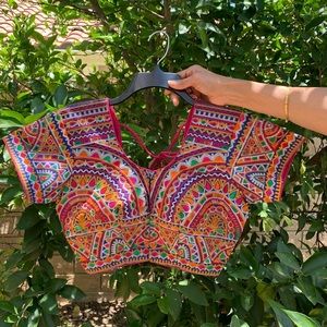 Indian blouse with embroidery and mirror work